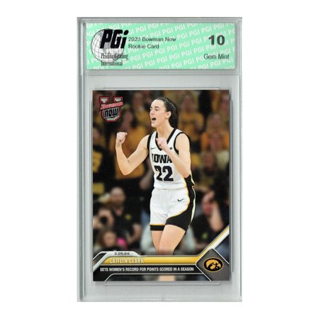 Caitlin Clark 2023 Bowman University Now #74 Sets Pts Record Rookie Card PGI 10 Indiana Fever