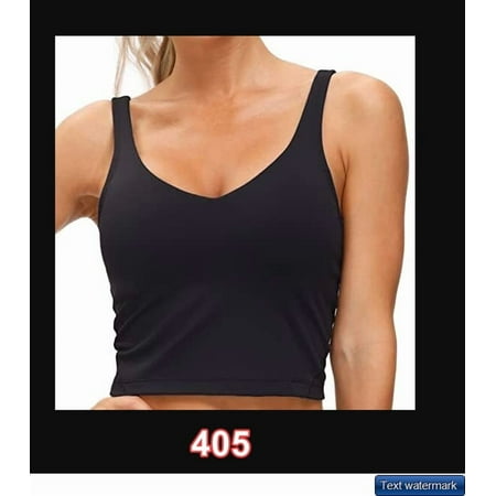 Women’s Longline Sports Bra Wirefree Padded Support Tank Top- The Gym People~ L (Size#:Black -Large;)