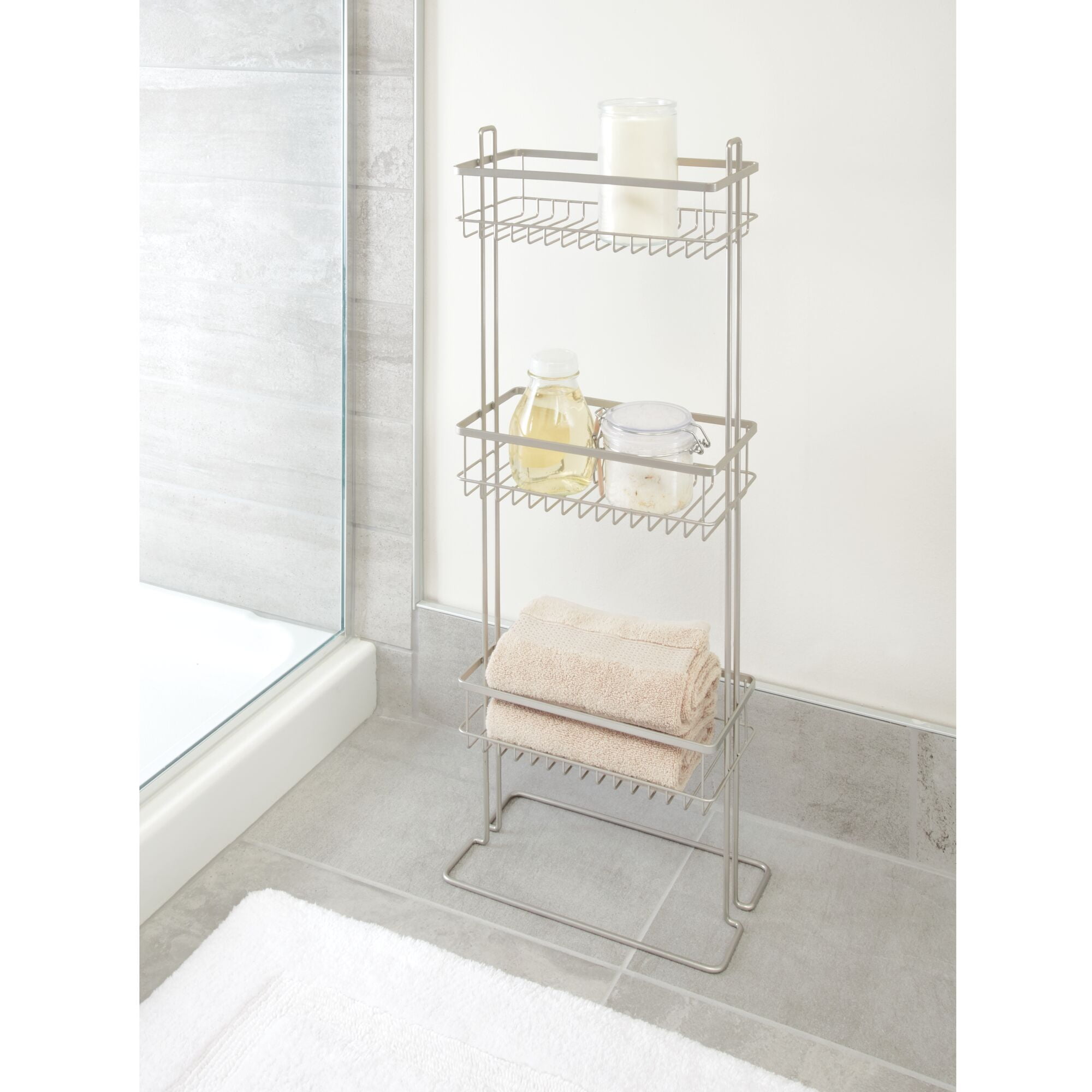 iDesign Everett 3 Tier Shelf Metal Shower Shelf Organizer, Satin