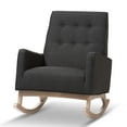 thumbnail image 2 of Baxton Studio Marlena Mid-Century Modern Dark Grey Fabric Upholstered Whitewash Wood Rocking Chair, 2 of 9