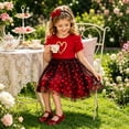 thumbnail image 3 of IPIO Girls Red Heart Dress with Black Tulle Skirt and Puff Sleeves, Valentine’s Day Birthday Party Dress, 3 of 6