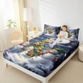 thumbnail image 4 of Manfei Kawaii Snowman Deer Bed Sheets,Winter Theme King Sheets,White Blue Sheet Set For Girls Kids,Microfiber Bedroom Decor,4 Pieces, 4 of 7