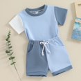 thumbnail image 2 of GXWEA Toddler Boy Summer Clothes Boys Clothes Toddler Baby Boy Short Sleeve Shirt & Casual Shorts Set Summer Outfits Clothes Light Blue 18-24 Months, 2 of 9