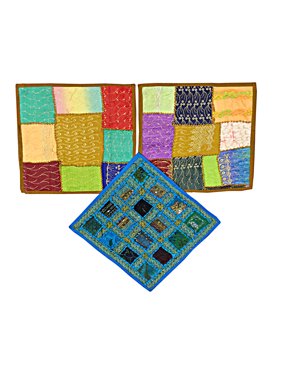 Mogul India Decor Toss Pillow Shams 3 Vintage Patchwork Embroidered Sari Cushion Covers