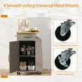 thumbnail image 5 of Sobaniilo Small Kitchen Island on Wheels with 3-Tier Side Spice Rack and Rubber Wood Top, Trolley Cart with Storage Cabinet & Drawer and Handle/Towel Rack, Grey, 5 of 8