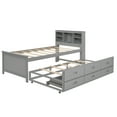 thumbnail image 4 of Euroco Wood Twin Size Platform Bed with Storage Trundle Bed and Drawers, USB Charging and Shleves, Gray, 4 of 17