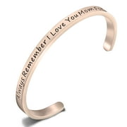 Best Gift For Mother "Always Remember I Love You Mom Forever "Inspirational Messaged Cuff Bracelet Bangle - Mom Gifts From Daughter or Son (rose gold)
