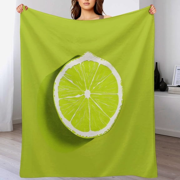 Green Lime Slice Luxury Flannel Blanket 50"x60" Summer Fruit Couch Blanket Super Soft Flannel Throw Blanket for Couch Bed Throw Blanket for Adults Teens Kids