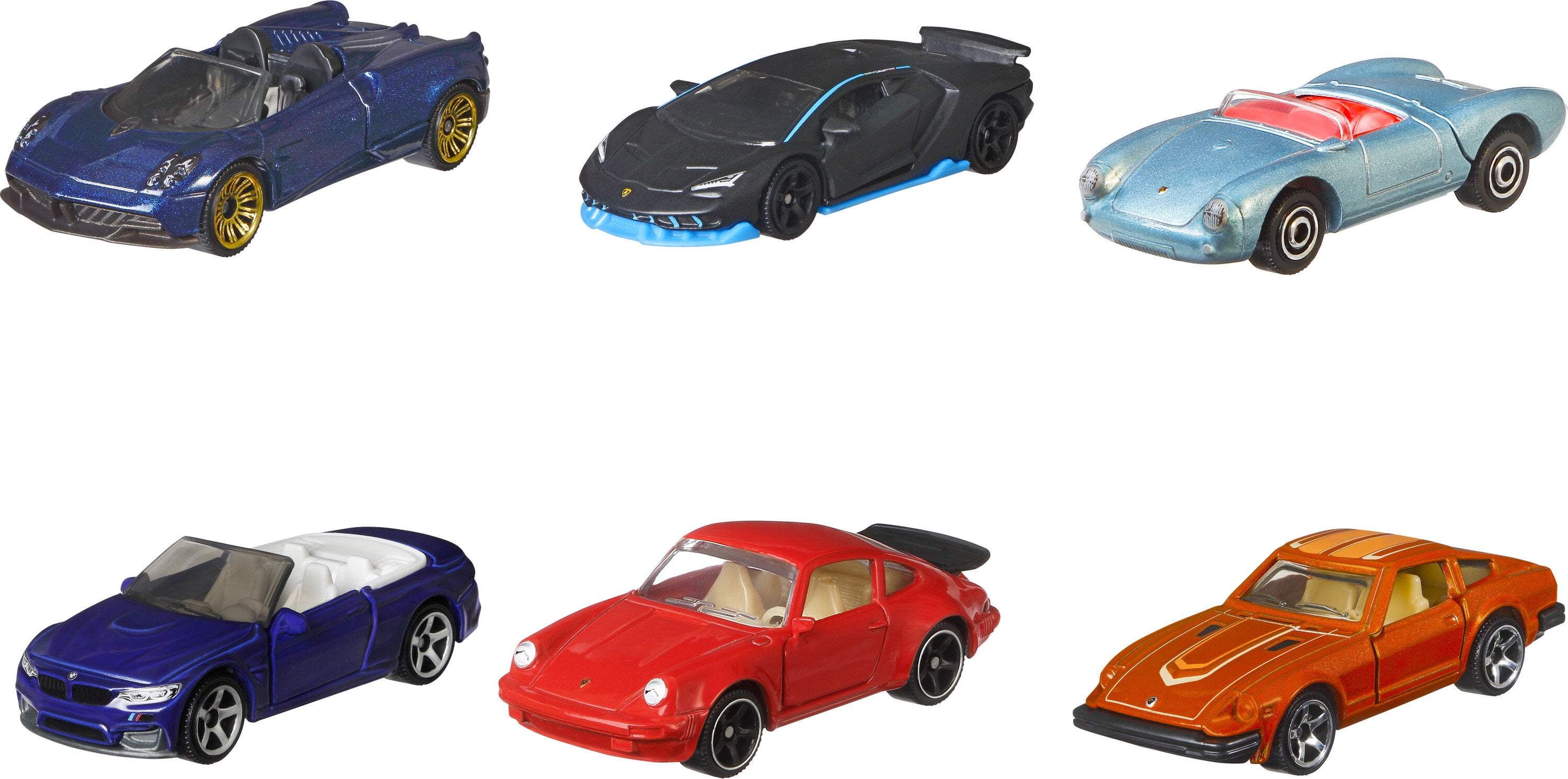 Matchbox Moving Parts 6Pack of Toy Sports Cars in 164 Scale with a