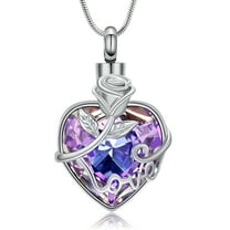 Cremation Jewelry Love Heart Urn Ashes Necklace for Women Rose Flower Crystals Ash Loved One Memorial Pendant
