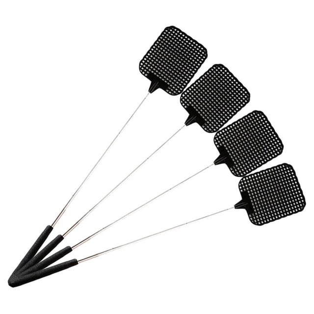Bewildely Paquete de 4 matamoscas telescópicos de plástico, trampa para mosquitos de acero inoxidable, red de Control de plagas, suministros de Repelente de insectos y plagas
