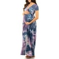 thumbnail image 3 of Mother Bee Maternity Short Sleeve Ruched Waist Faux Wrap Maxi Dress, 3 of 4