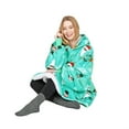 thumbnail image 5 of Catalonia Santa and Deer Print Hoodie Blanket Oversized Sweatshirt,Wearable Sherpa Giant Pullover for Adults Men Women Teenagers Gift, Green, 5 of 7