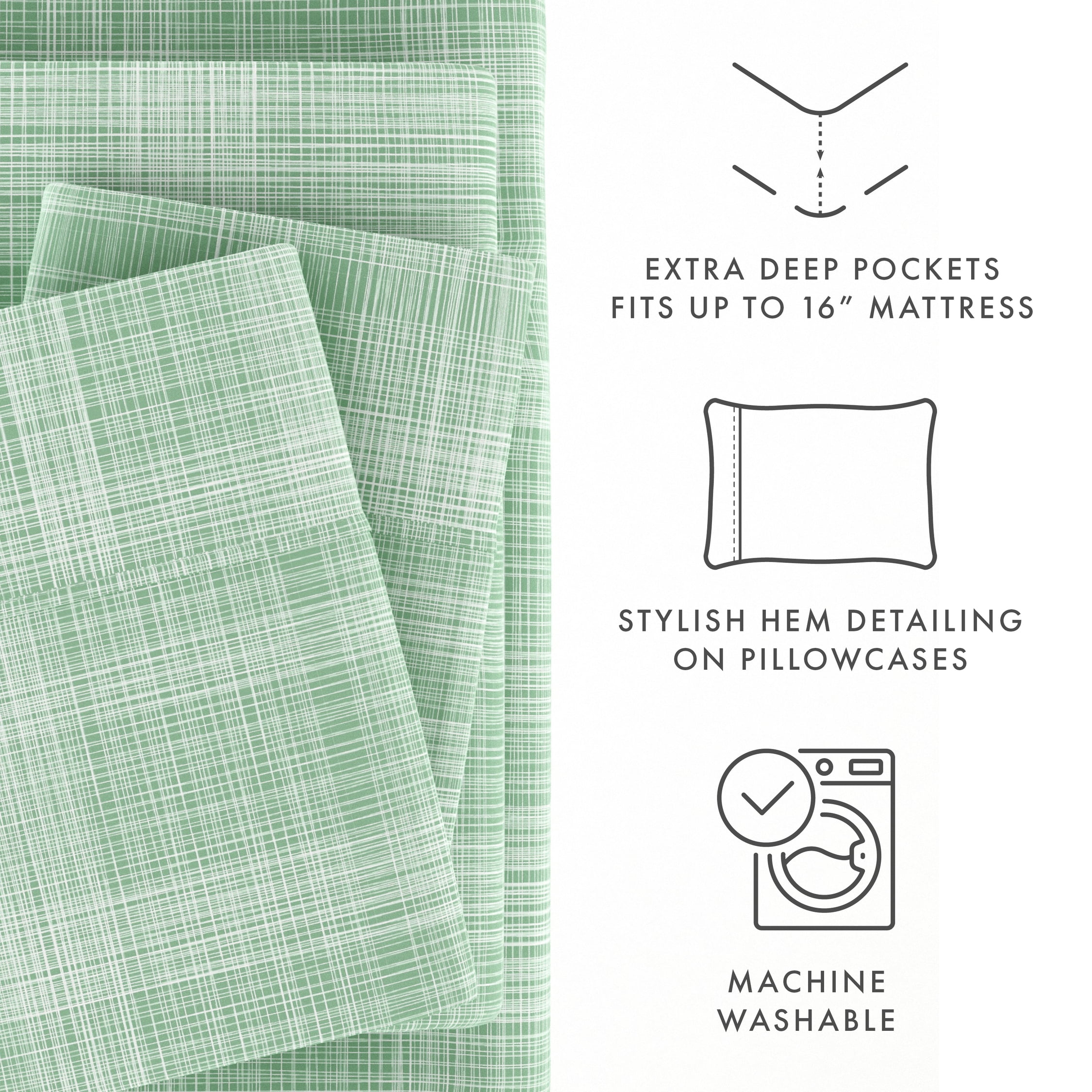 Noble Linens 3 Piece Pattern Microfiber Bed Sheets Set, Forest Thatch, Twin