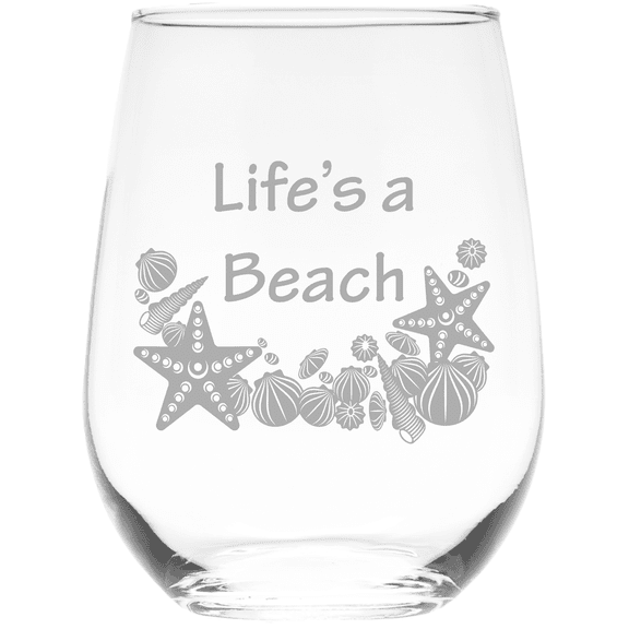 C&M Personal Gifts 17 oz Life's a Beach Stemless Wine Glass