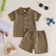 thumbnail image 2 of Akiihool Baby Boy Outfit Toddler Kids Boy Summer Clothes 6 12 18 24 Months 2T 3T 4T Short Sleeves Shirt Tops & Casual Shorts Outfit Set(Coffee,2-3 Years), 2 of 3