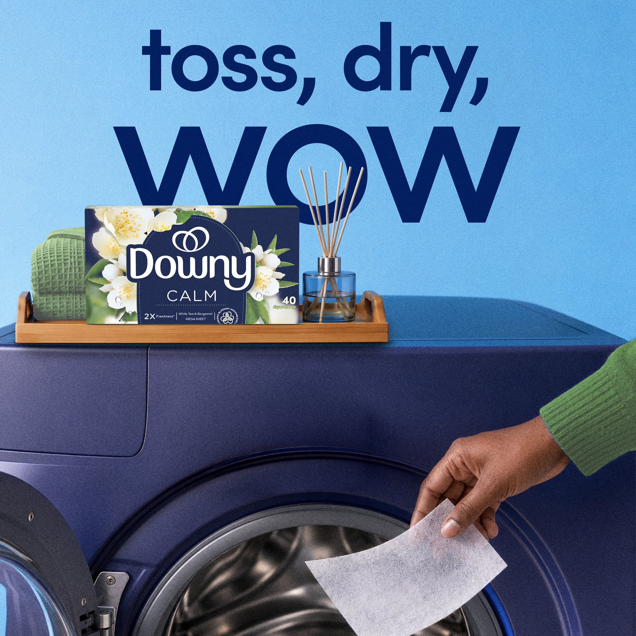 Downy CALM, Mega Dryer Sheets, White Tea & Bergamot, 130 Count