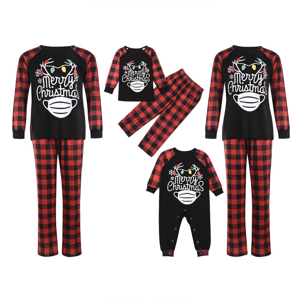 Ensemble Pyjama Famille Assorti - Sweat à Manches Longues Et Pantalon Plaid - Tenue Coordonnée Pour Noël, Intérieur