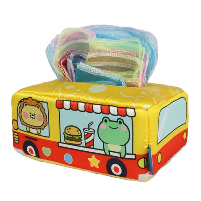 Caja de pañuelos para bebé, juguete interactivo sensorial para niños en edad preescolar