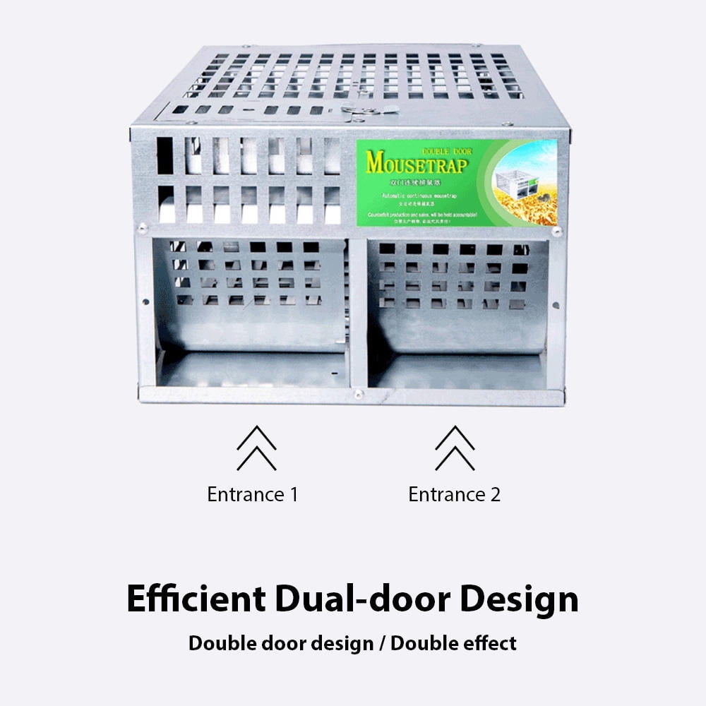 Xirurus Dual‑Door Live Trap – 2‑Door Continuous Capture, Safe Handle, Galvanized Steel, Layered Design, Reusable for Indoor/Outdoor Mice & Small Pests
