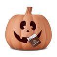 thumbnail image 2 of Clay Pumpkin Jack-o'-Lantern Tabletop Decor, Brown, 9", Fall Indoor by Way To Celebrate, 2 of 6