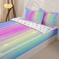 thumbnail image 3 of Erosebridal Colorful Dreamy Stars Zipper Queen Comforter Set with Fitted Sheet and 2 Pillowcases,Rainbow Sequin Print Sky Zipper Bedding Set For Girls,Polkadot Reversible,4 Pieces, 3 of 7