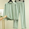 thumbnail image 2 of BLVB Fall Winter Pajamas for Women 2 Piece Outfits Plush Cozy Crewneck Long Sleeve Tops and Pants Sets Sleepwear, 2 of 5