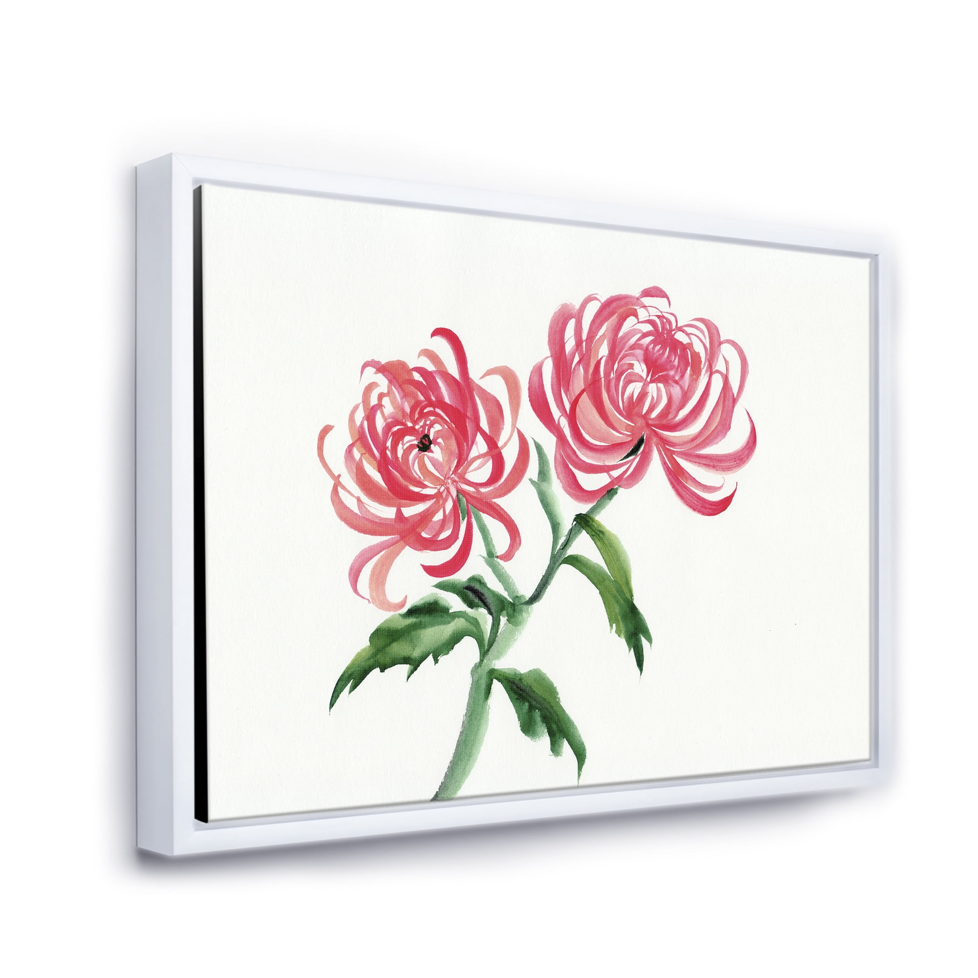 Ancient Purple Chrysanthemum Flower 20 in x 12 in Framed Painting Canvas Art Print, by Designart