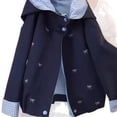 thumbnail image 3 of Girls Bow Print Windbreaker Kids Plaid Inners Windproof Rain Jacket Waterproof Hooded Raincoat (Dark Blue), 3 of 4
