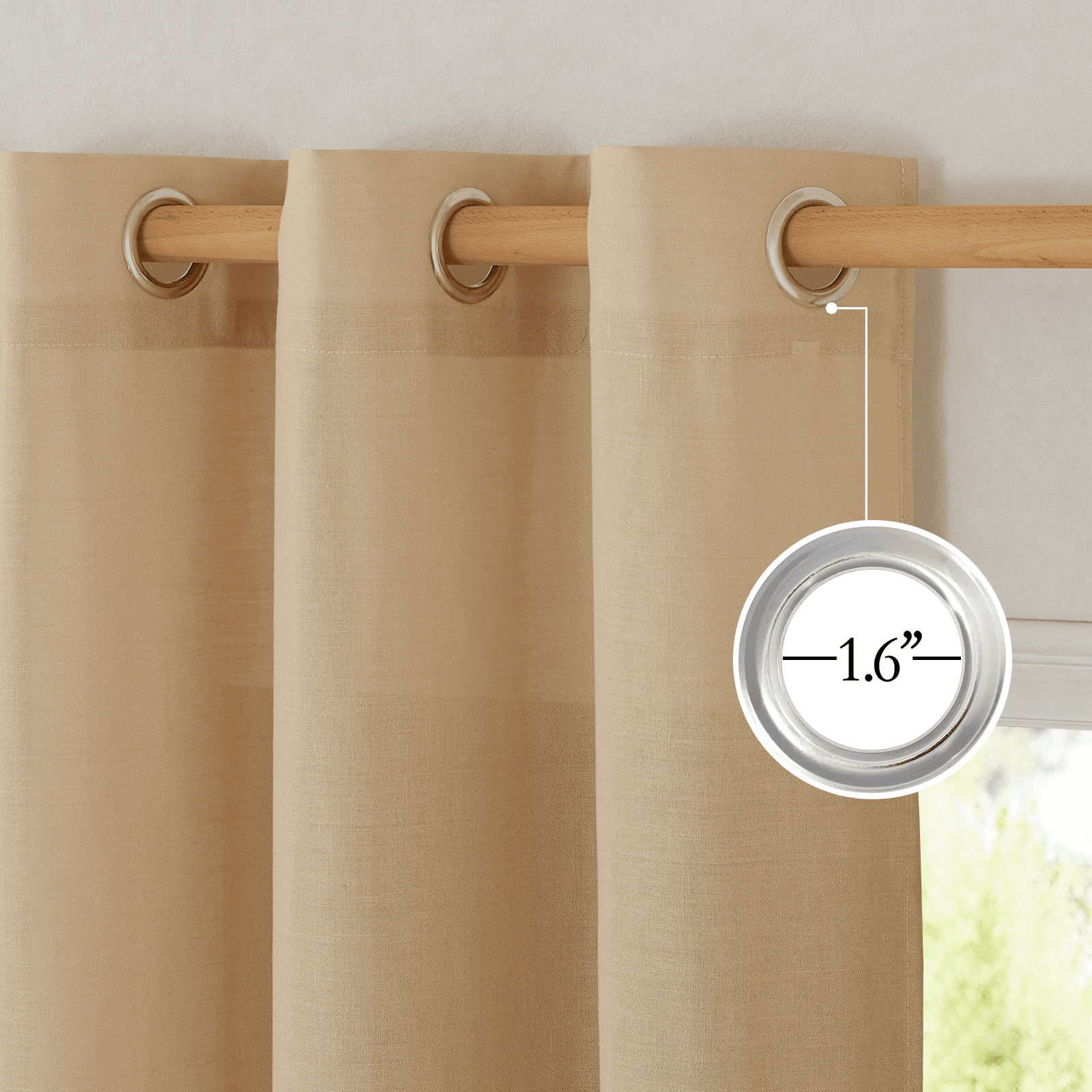 NICETOWN Burlap Linen Curtains for Nursery, Grommet Thick Linen Blend Drapes Farmhouse Style Light Filtering Privacy Added Window Treatment for Living Room, 55"x63", 2 Panels