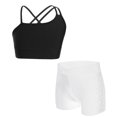 thumbnail image 5 of Miutii Kids Girls Sports Yoga Workout Outfits Backless Tank Top Camisole Vest with V-Front Waistband Black&White 12, 5 of 9
