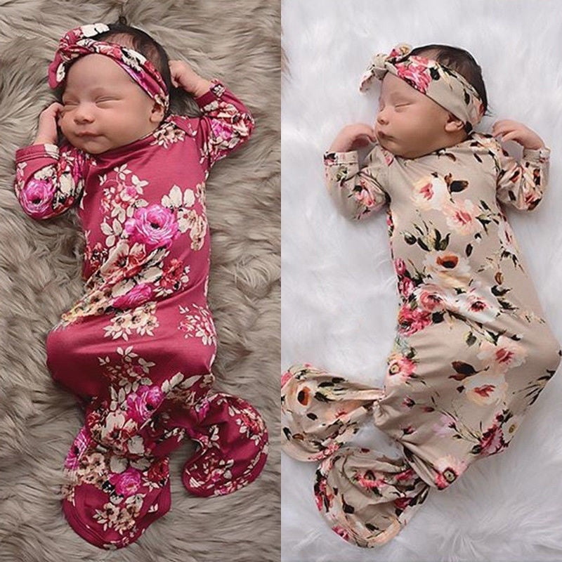 newborn girl swaddle and headband