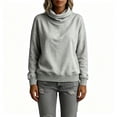 thumbnail image 5 of Women Cowl Neck Turtleneck Knit Pullover Sweater, Soft Thick Long Sleeve Loose Drop‑Shoulder Sweatshirt, Casual Daily Tops for Fall Winter, 5 of 6