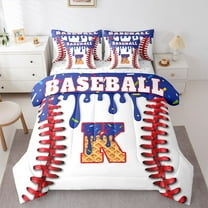 Manfei Letter Monogrammed K Boy 7-Piece Twin Bedding Sets,Graffiti Splash Bedding Comforter Set,Sport Baseball Breathable Sheet Sets,Lightweight Room Decor,Reversible