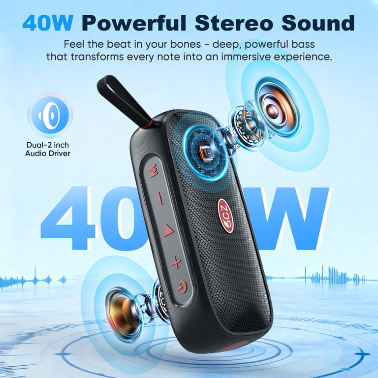 40s Waterproof Bluetooth Speaker 本体 GCZ 40W Portable Bluetooth Speaker, IPX7 Waterproof, TWS Pairing