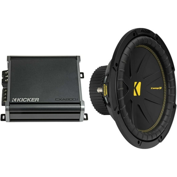 Kicker 50CWCS124 CompC 12" Subwoofer, Single 4-Ohm with CXA8001 Amp Bundle