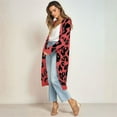 thumbnail image 5 of Women'S Cardigan Sweaters Leopard Long Sleeve Open Front Outwear Fall Winter Loose Knit Cheetah Long Cardigan Red S, 5 of 8