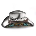 thumbnail image 6 of LILIYA Western Cowboy Hat for Women, Wide Brimmed Cowgirl Headwear with Decorative Band, Classic Western Felt Hat, Breathable Adjustable Sun Protection Headwear, 6 of 8
