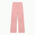 thumbnail image 4 of Ccpelsie Boy's Wide Leg Sweatpants Boy Fleece Open Bottom Straight Trousers Baggy Lounge Running Athletic Joggers Pants with Pockets(A01-Pink,11-12 Years), 4 of 6