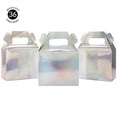 thumbnail image 5 of Koyal Wholesale  Iridescent Gable Party Favor Boxes, 4.75 inch, 36 Pack Set, Modern Holographic Silver Foil Party Favor Box, 5 of 5