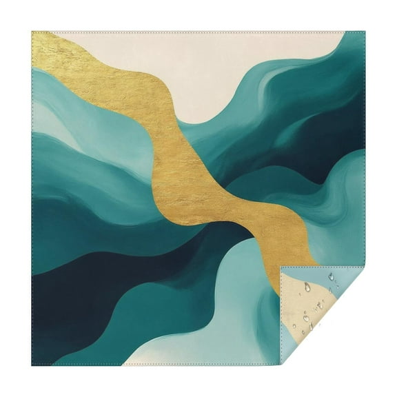 Teal Gold Marble Pattern Square Tablecloth,Waterproof Square Table Cover,Wipeable Spillproof Washable Table Cover for Home Kitchen Party Decor 42"X42"(107x107cm)