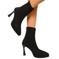 thumbnail image 4 of Mevxay Women's Fashionable And Casual Winter Comfortable Plus-Size Short Straight Boots Solid Color Patchwork Pointed Toe Back Zipper Heel Mid-Calf Boots Black Size 7, 4 of 9