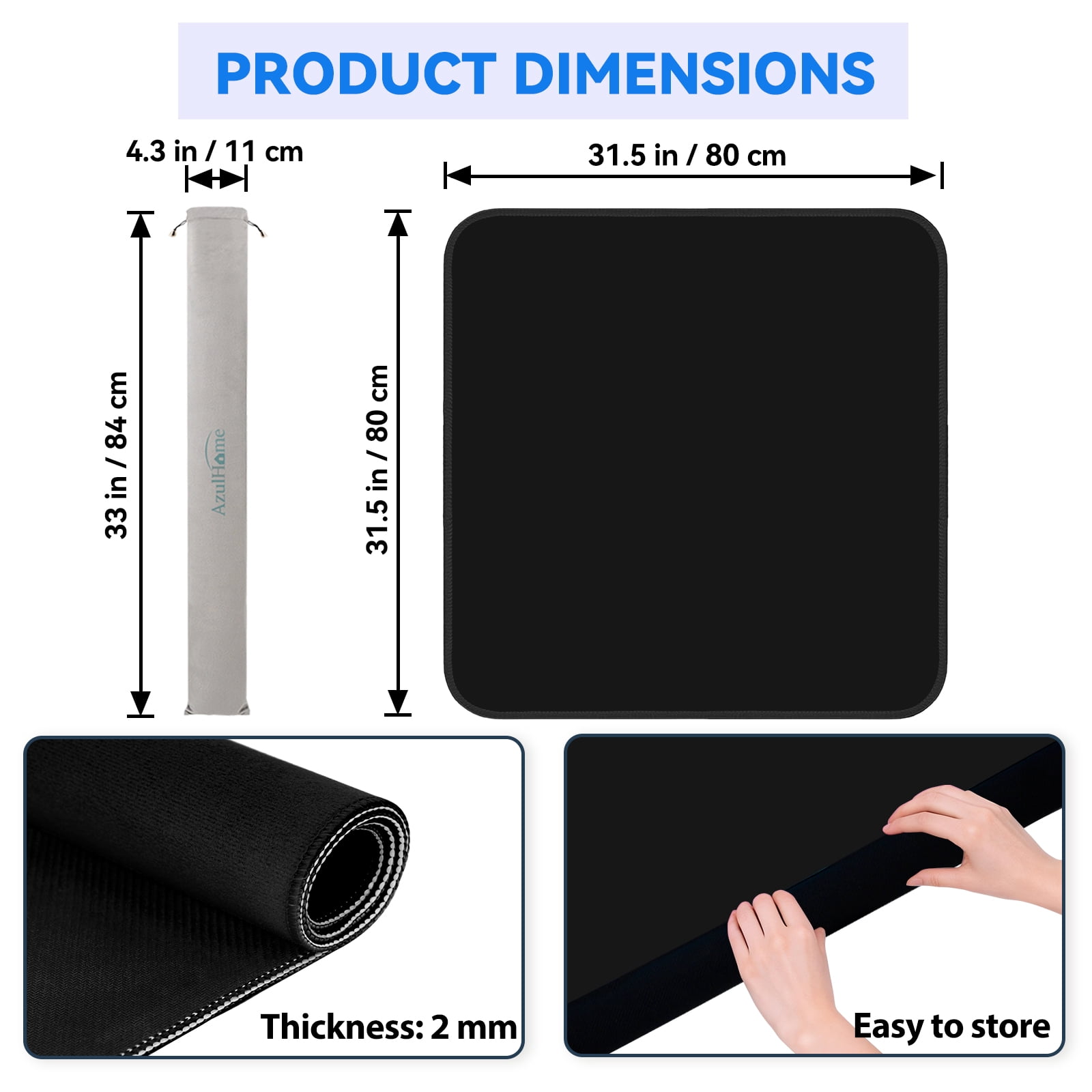 Noise Reducing Anti-Slip Table Cover Pad | Portable Game Mat for Mahjong, Poker, Cards, Dominoes with Carry Bag (Black)