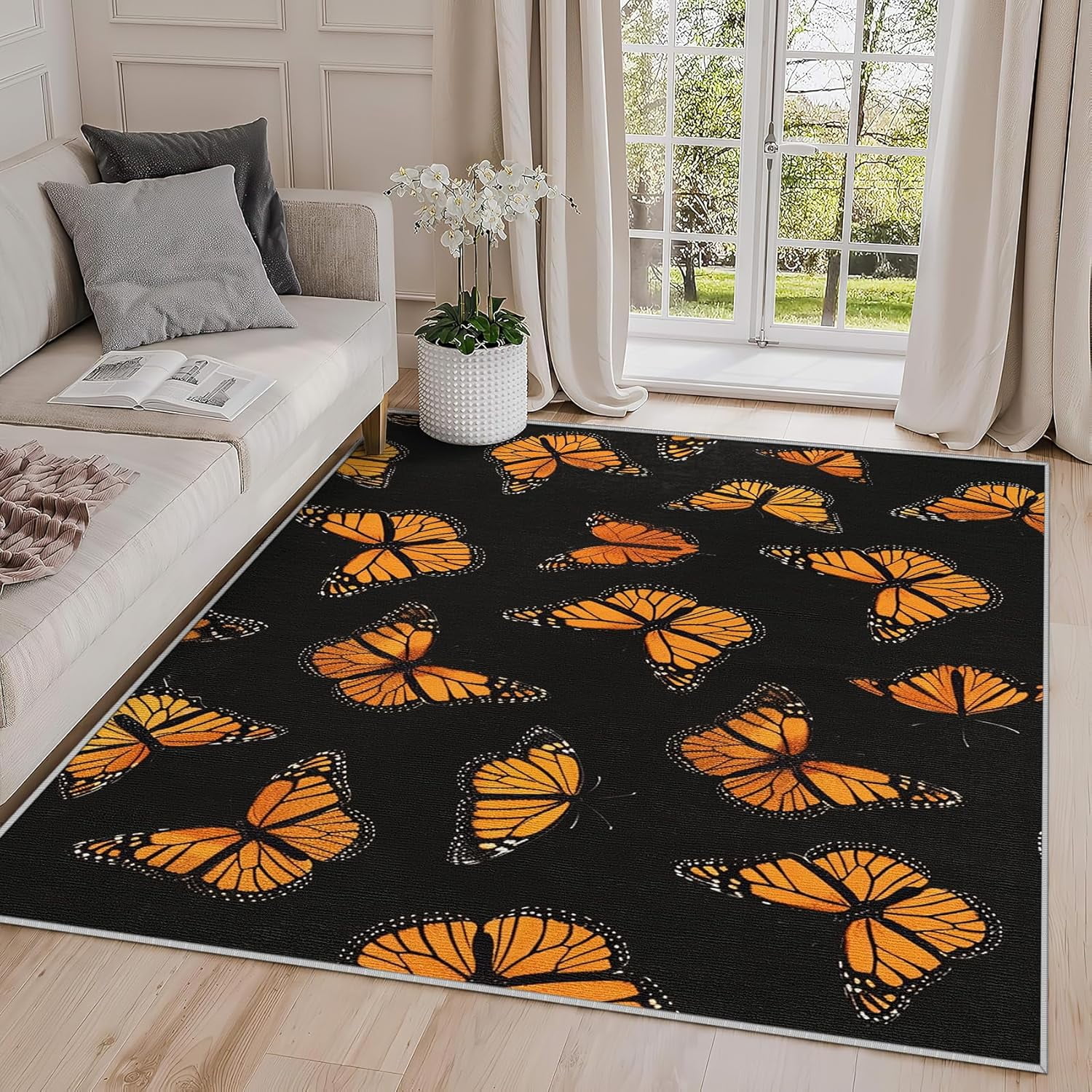 4x6 Rug, Butterfly Rug, Girls Kids Nursery Rugs for Living Room
