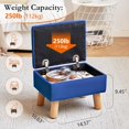 thumbnail image 4 of Ottoman Foot Rest, Velvet Storage Ottoman with Wooden Legs & Anti-Slip Mat, Flip Top Foot Stools with Soft Padded Seat for Bedroom Living Room, Dorm, Dark Blue, 4 of 14