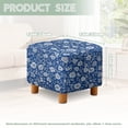 thumbnail image 3 of SCRAWLGOD Floral Print White Blue Footstool Cover, Stretch Square Ottoman Covers Soft Storage Footrest Stool Cover Footstool Protection for Living Room, 3 of 7