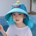 thumbnail image 1 of Sombrero de verano para niños, sombrero encantador con protección solar de ala grande, sombrero de pescador para bebé, niño, niña, azul lago, tamaño libre, 1 of 5