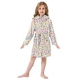 thumbnail image 6 of FORMRS Niños Bathrobe Unisex Hooded Robe Soft Plush Pajamas Sleepwear, Size 2-3T, Yellow Wildflower Pattern, 6 of 7