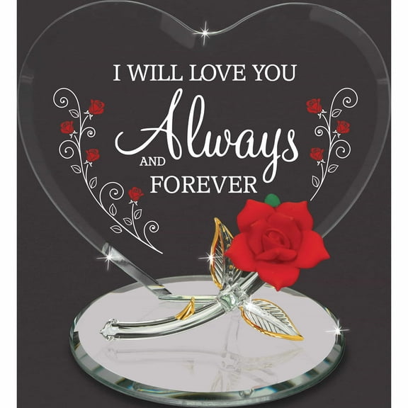 Fashion Rose Always And Forever Glass Figurine (4.5 X 7.13) Made In China -Jewelry By Sweet Pea