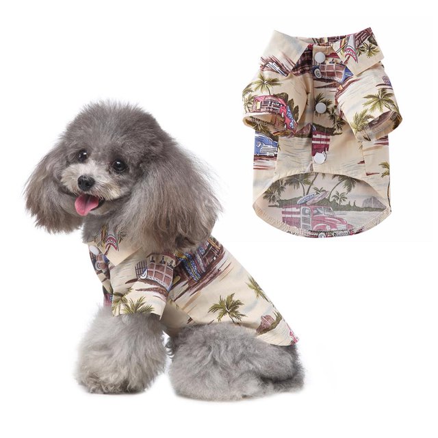Traje Para Perros Camiseta Hawaiana Para Perros Traje Para Mascotas Palmera Marrón sonducket PT001596-02